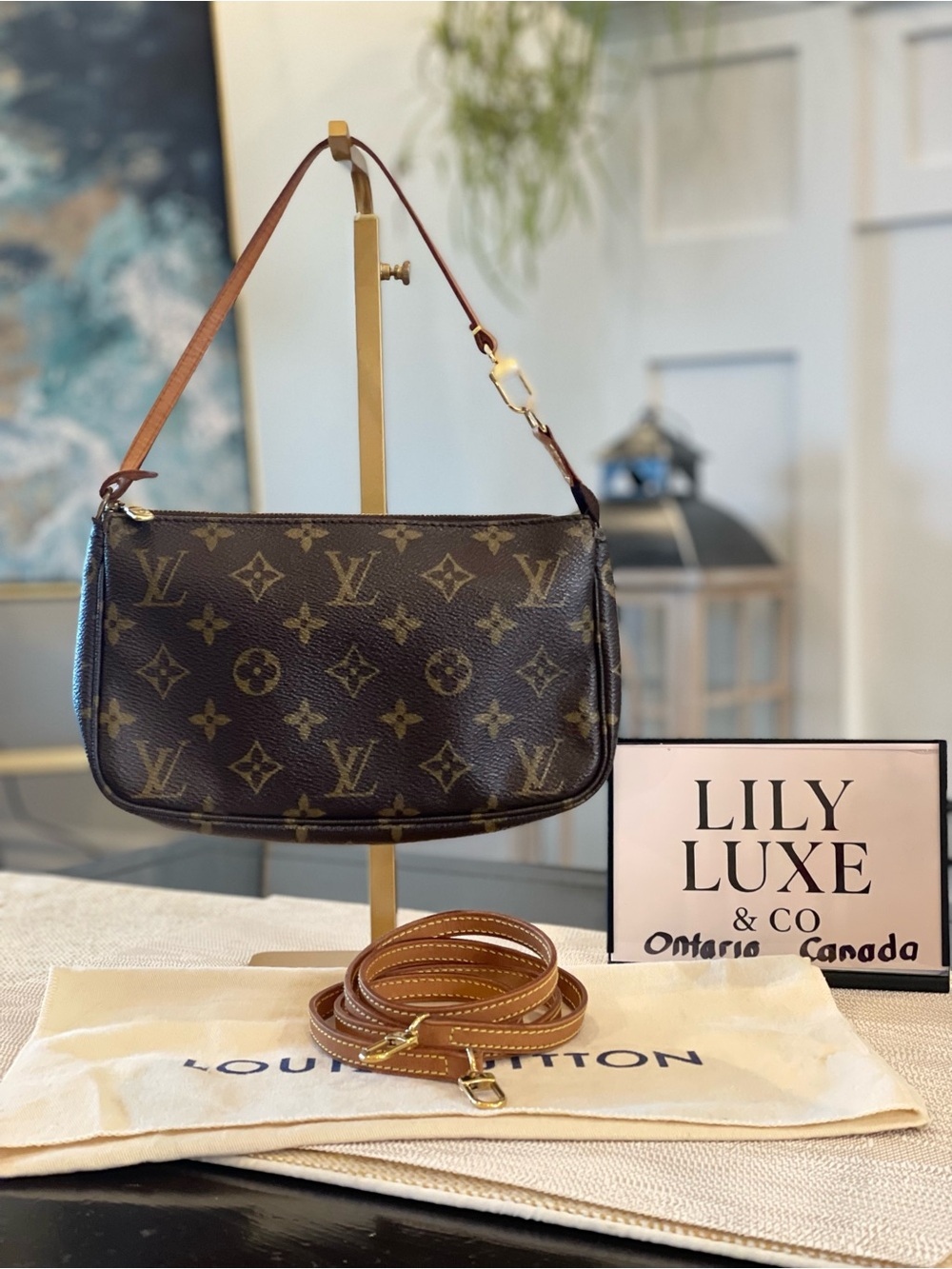 Louis Vuitton Monogram Pochette Accessories with additional long strap